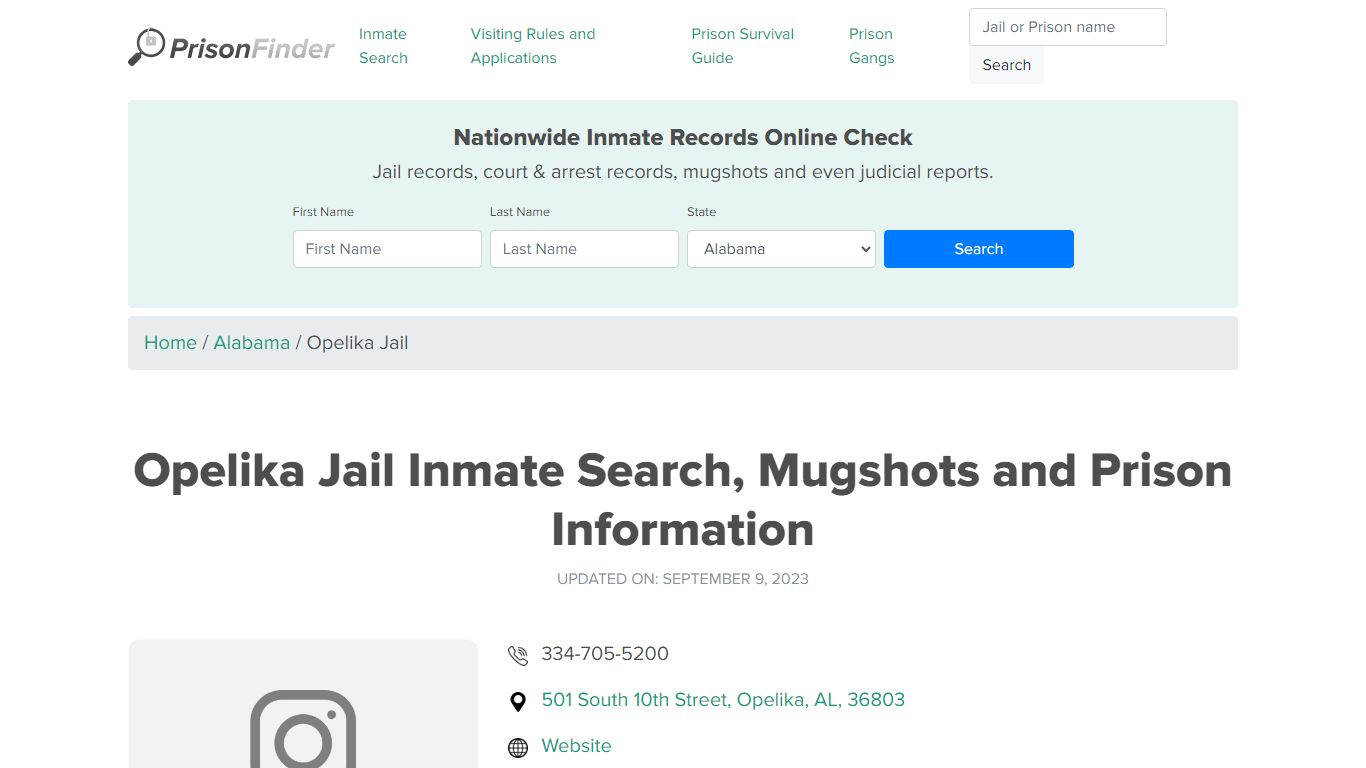 Opelika Jail Inmate Search, Mugshots and Prison Information